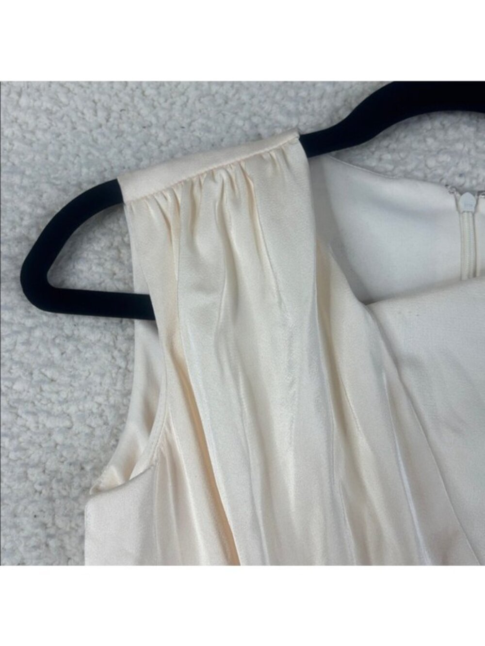 NWT DKNY Womens Cream Asymmetric Pleated Bodice Ruffle Dress Petite Size 0P - Picture 4 of 16